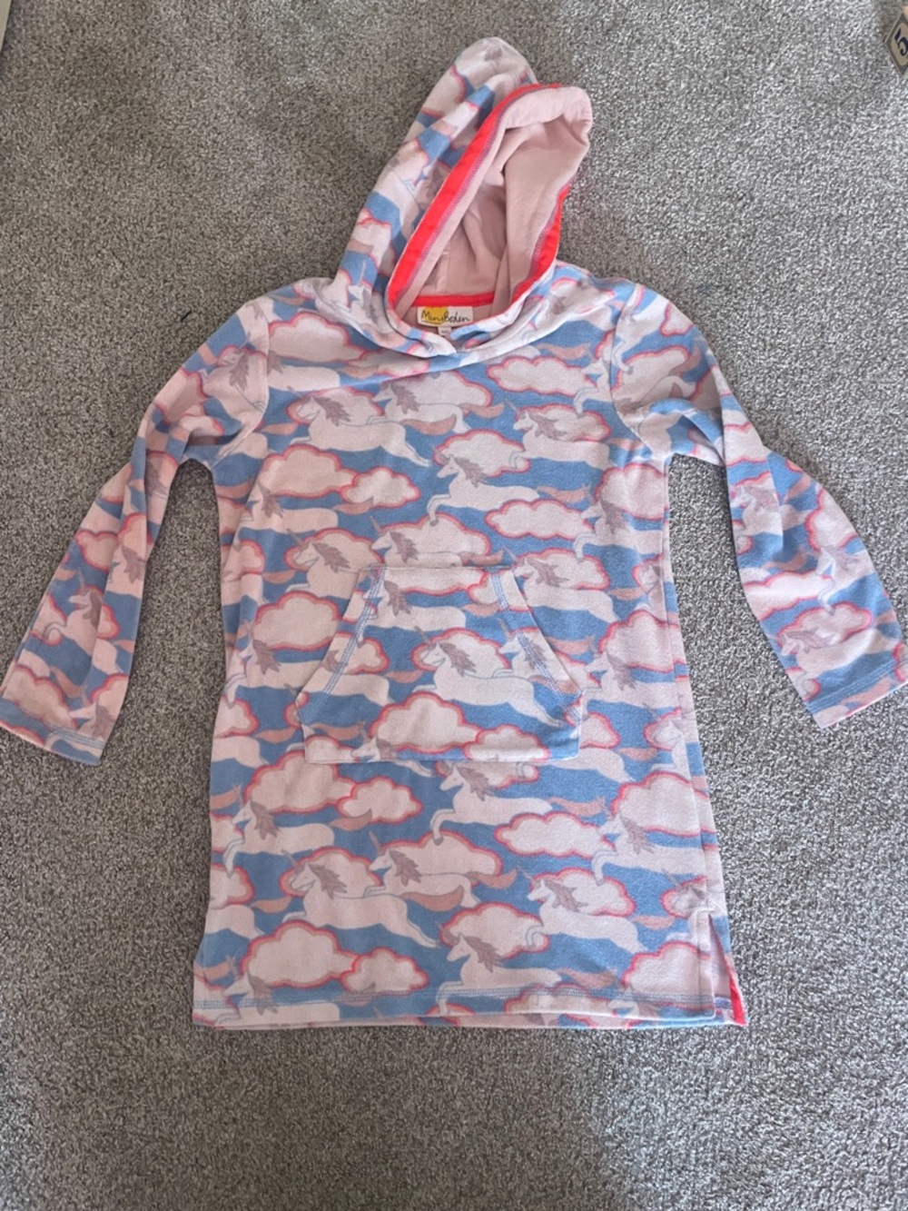 Mini Boden Pink & Blue Unicorn Hooded Swim Coverup